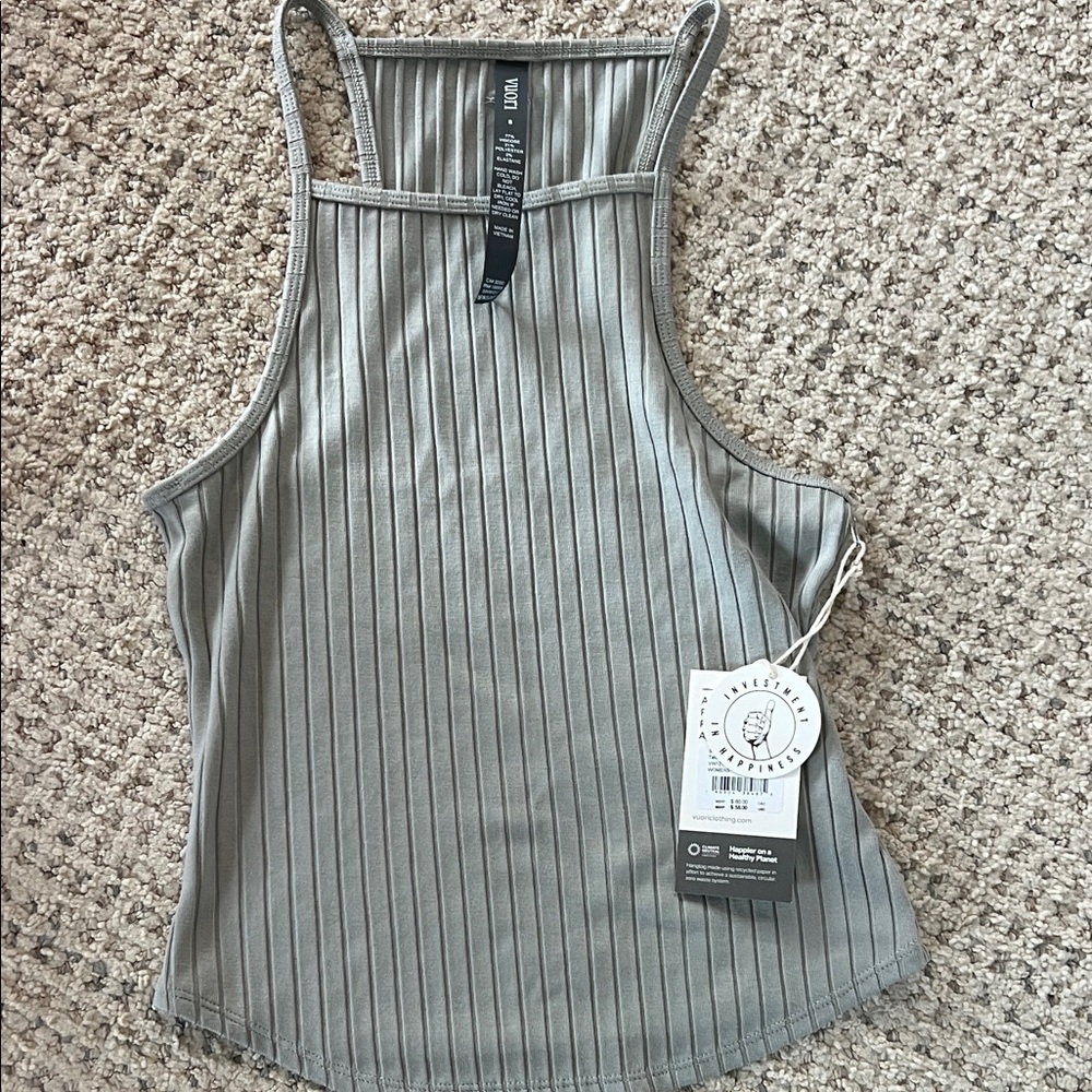 Vuori Ribbed Tank Top in Olive Green